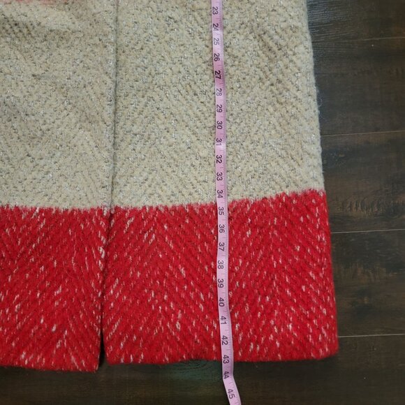 Ottod'Ame Red Stripe Blanket Coat Womens 6 Cozy Wool Vintage Winter Old Money - Picture 8 of 8